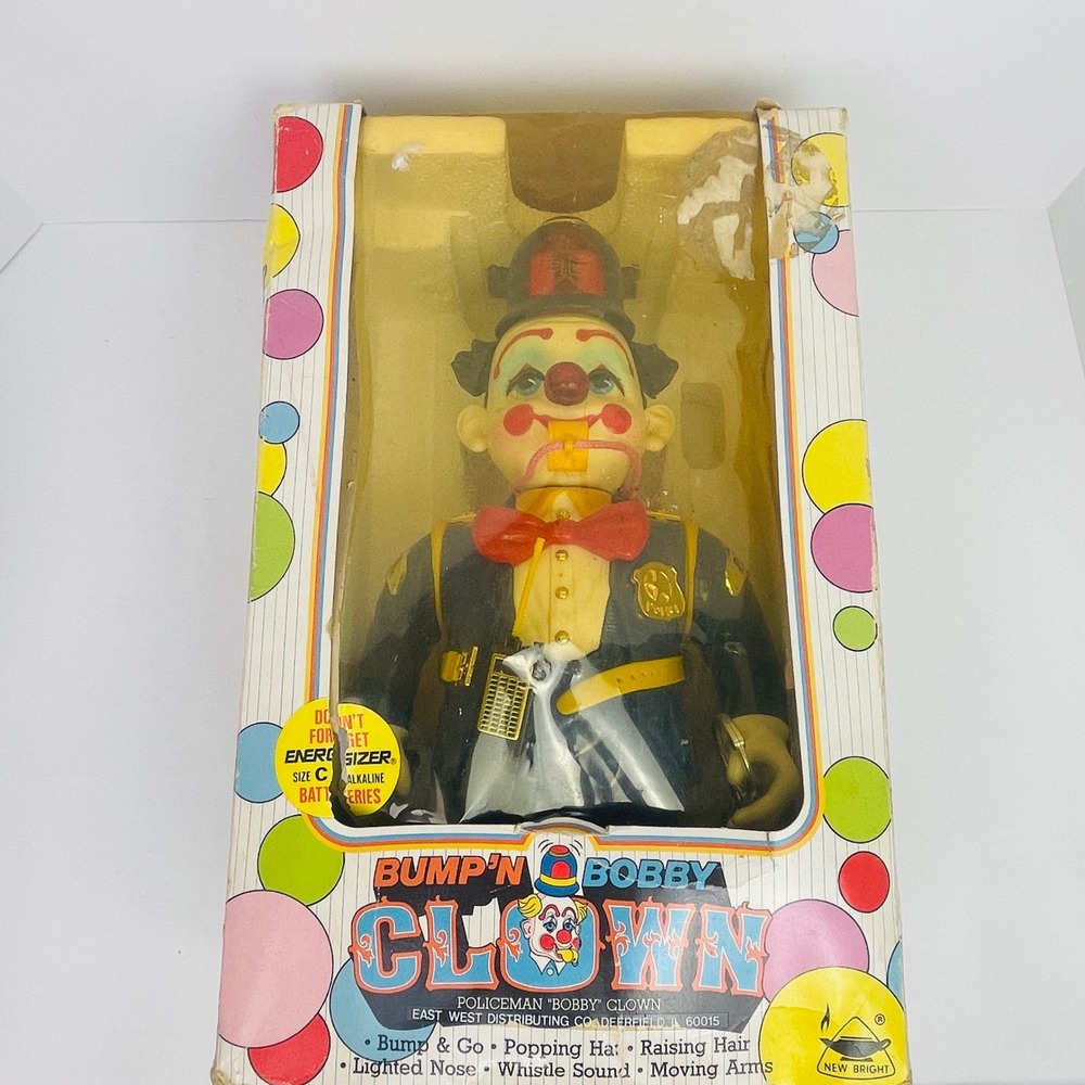 New Bright Bump N Bobby Clown Toy Blue Policeman 1989 Vintage Untested For Parts - Picture 6 of 16